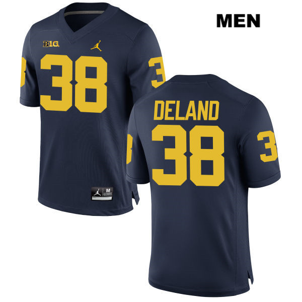 Men's NCAA Michigan Wolverines Ethan Deland #38 Navy Jordan Brand Authentic Stitched Football College Jersey KW25E42JC